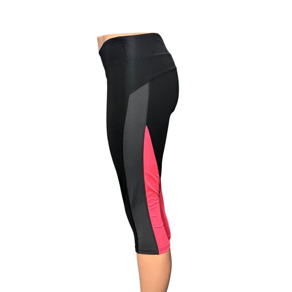 CCC Capri Length Pink Black High Waist Athletic Yoga Pants Size Medium - Picture 4 of 6